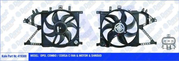 KALE 419300 Fan Motoru Opel Combo / Corsa C (160w 360mm) (Fan-Motor-Davlumbaz)